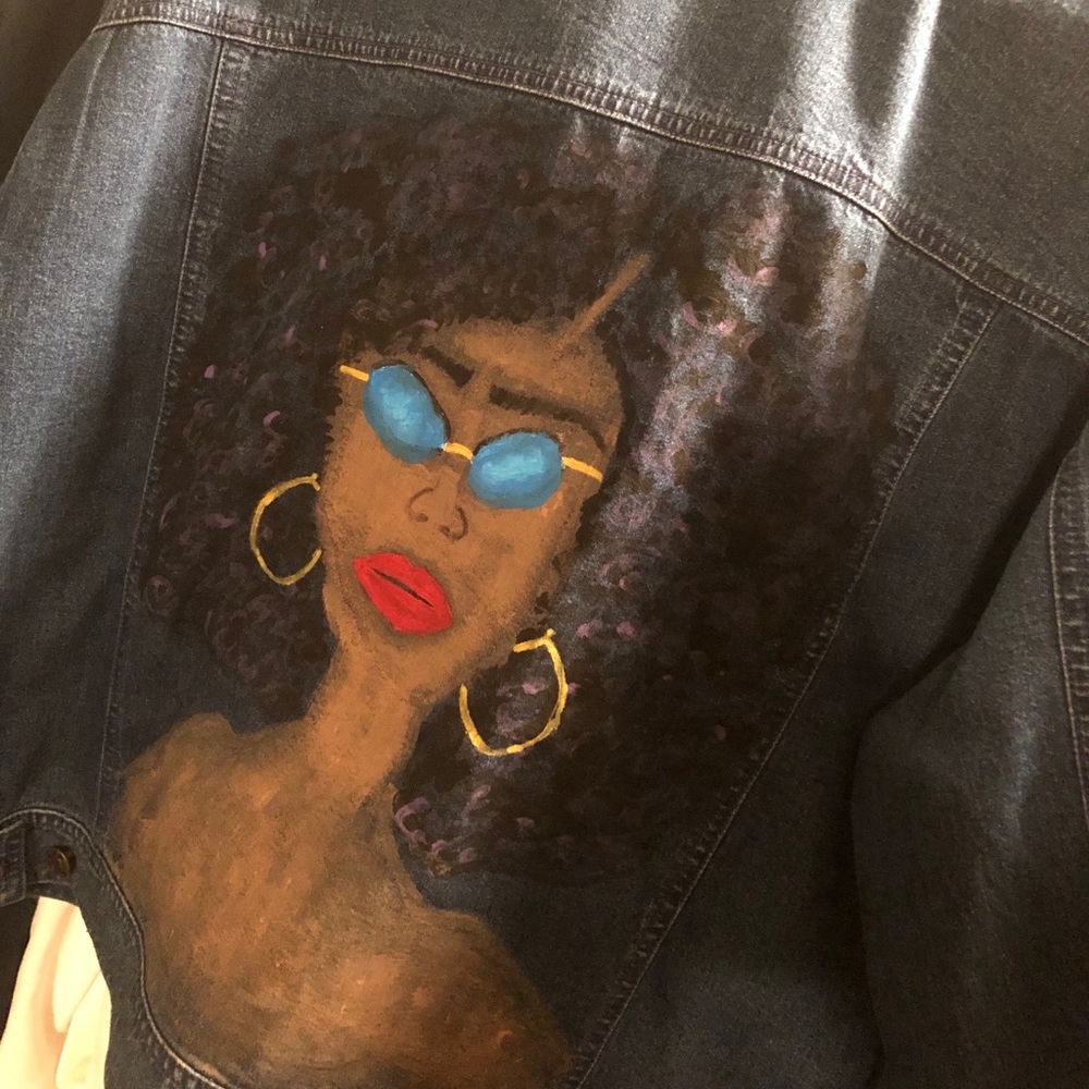 🌸 Hand created a unique print jacket, perfect!